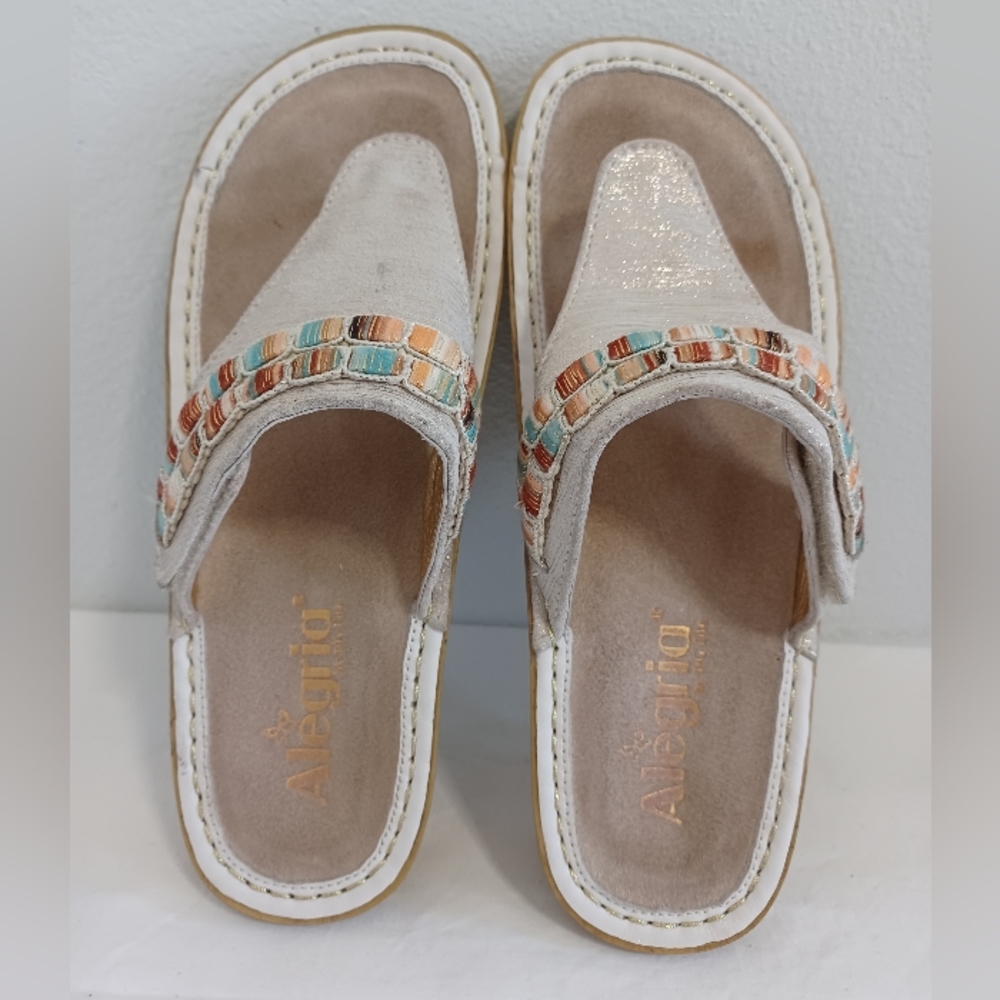 Alegria Women's Vanessa thong Sandals silver Gold size 37. VAN-261 - Picture 6 of 11